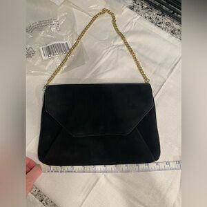 New Ann Taylor Black Genuine Suede Leather Purse Gold